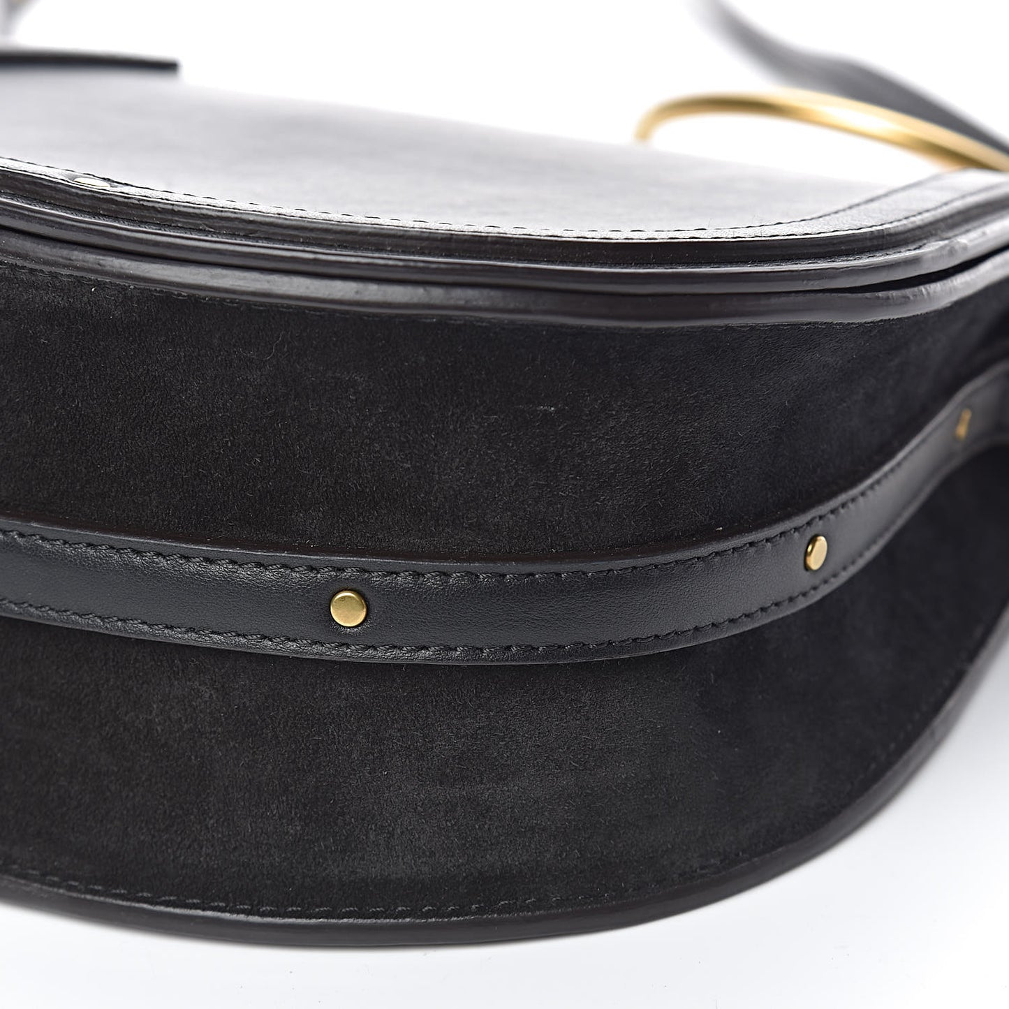 Calfskin Suede Medium Nile Bracelet Bag Black