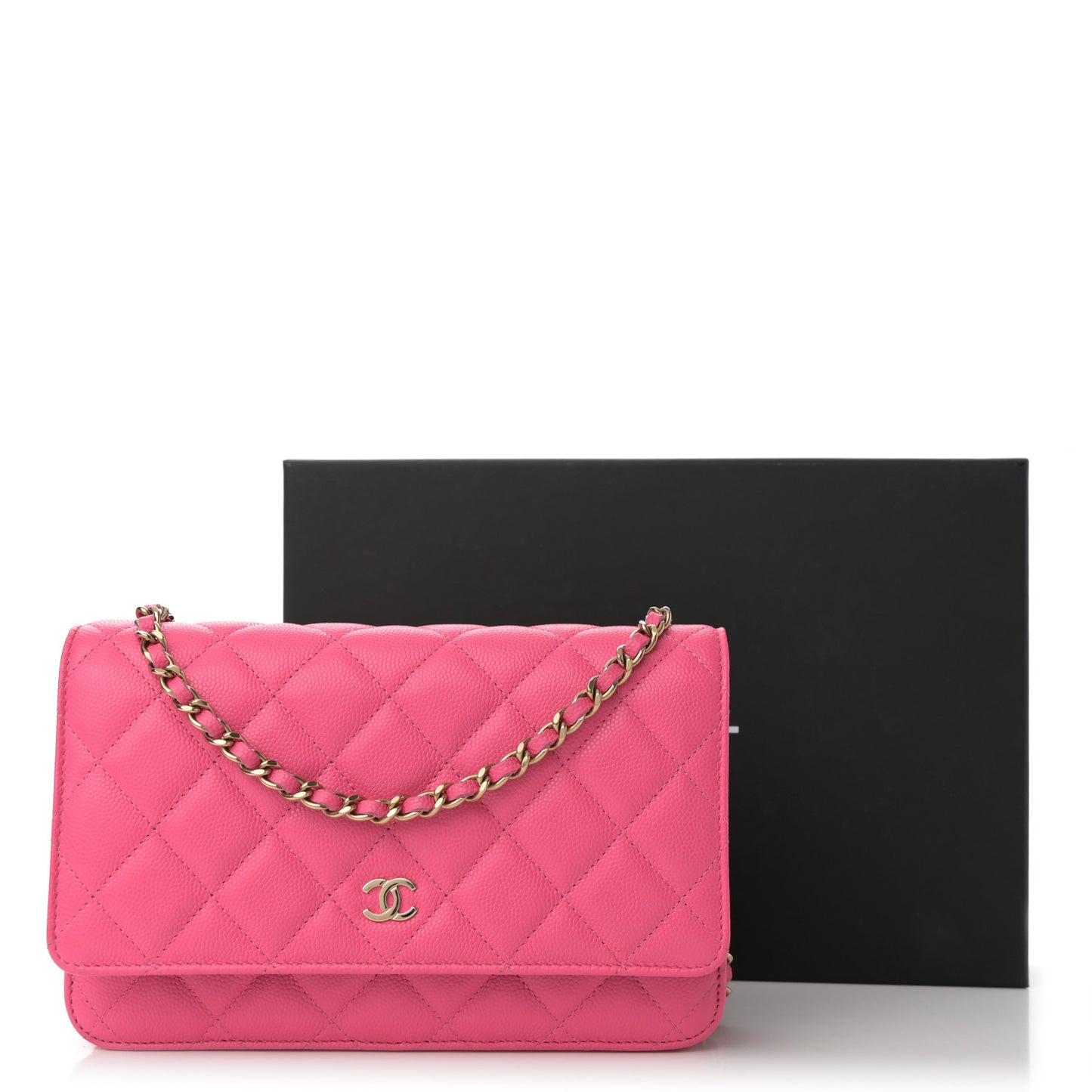 Caviar Quilted Wallet on Chain WOC Rose