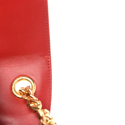 Saint Laurent Patent Matelasse Monogram Small Vicky Chain Bag Red 9 of 12