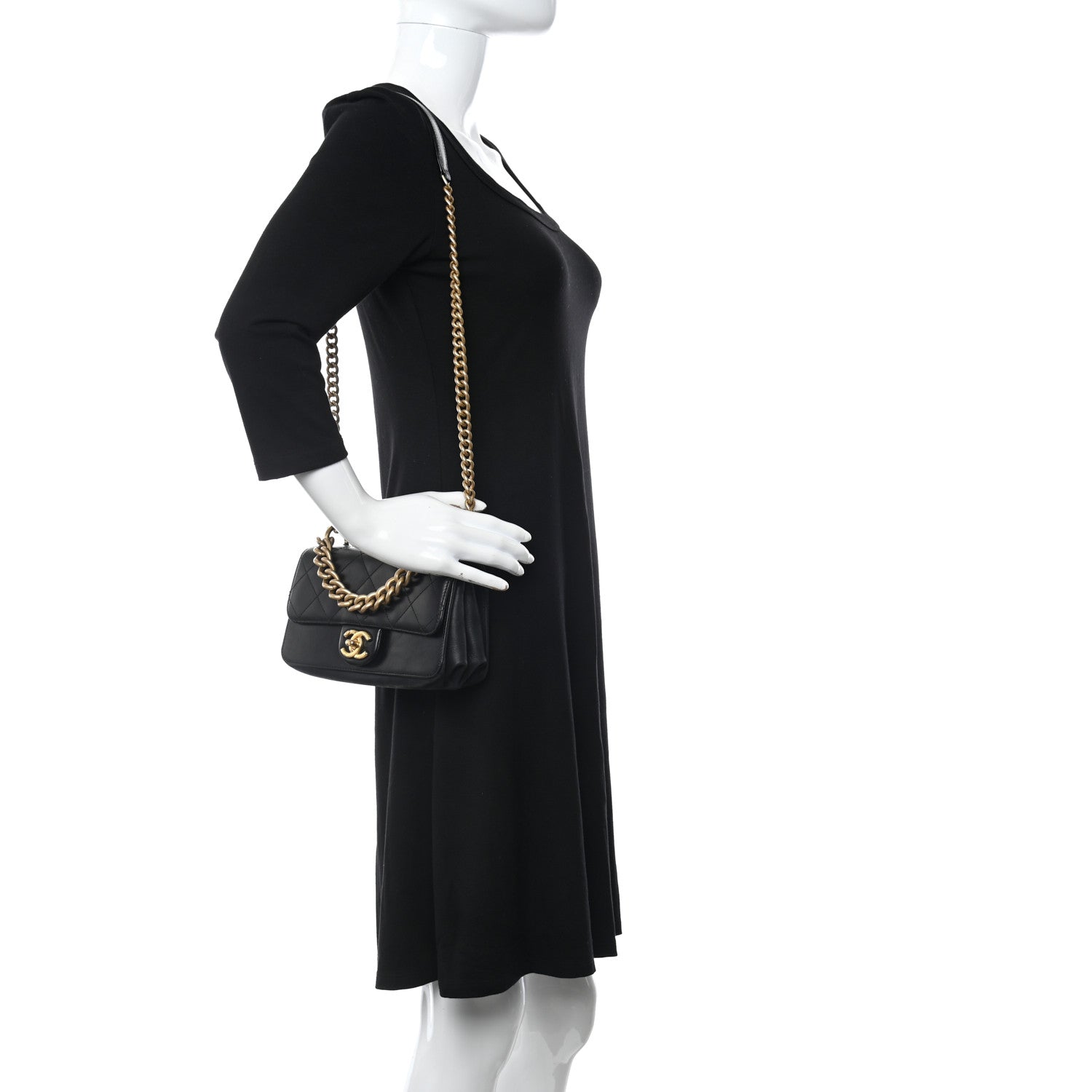 Chanel Iridescent Calfskin Quilted Mini Straight Lined Flap Black 3 of 12