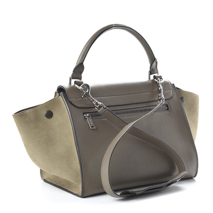Celine Drummed Calfskin Suede Small Trapeze Souris 2 of 9