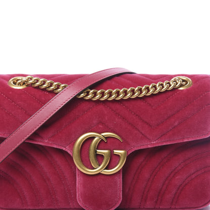 Gucci Velvet Matelasse Small GG Marmont Shoulder Bag Fuchsia Violet Cyclamen 10 of 10