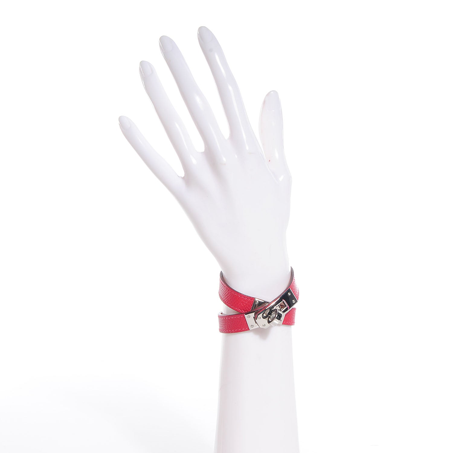 Hermes Epsom Kelly Double Tour Bracelet Small Rouge Casaque 2 of 7