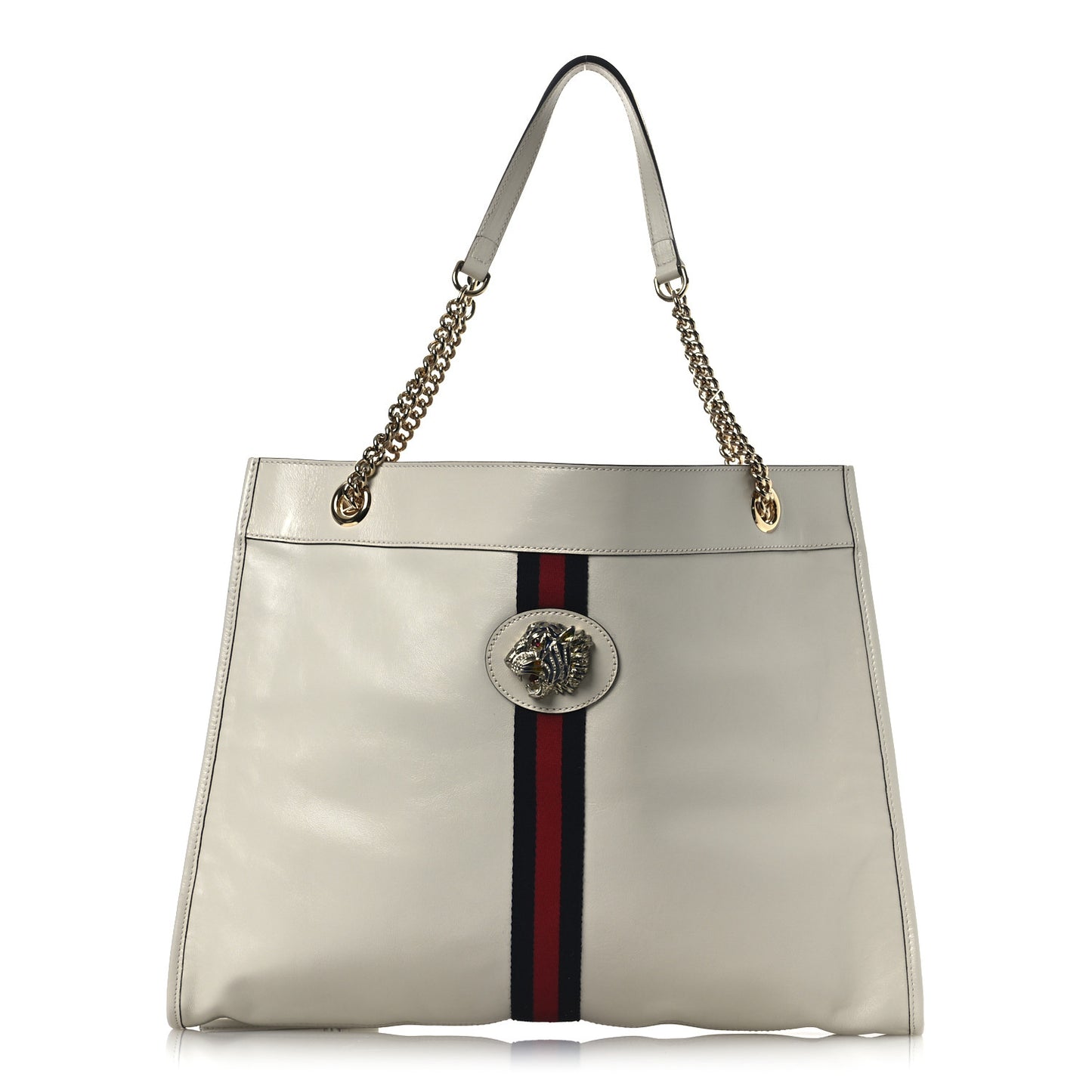 Calfskin Large Rajah Chain Tote White