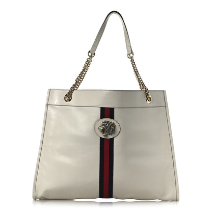 Gucci Calfskin Large Rajah Chain Tote White 1 of 13