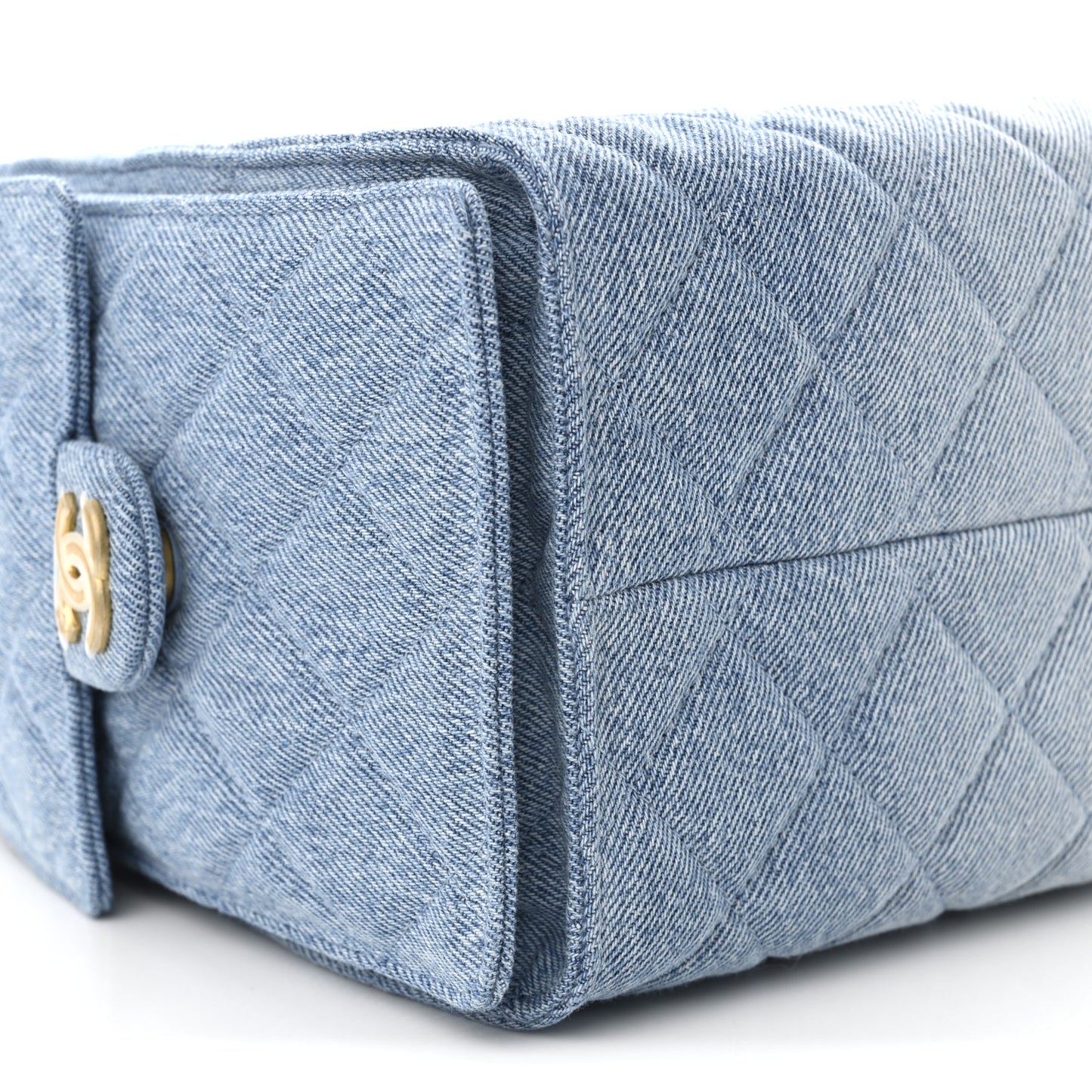 Washed Denim Quilted Small Chanel 25 Handbag Blue