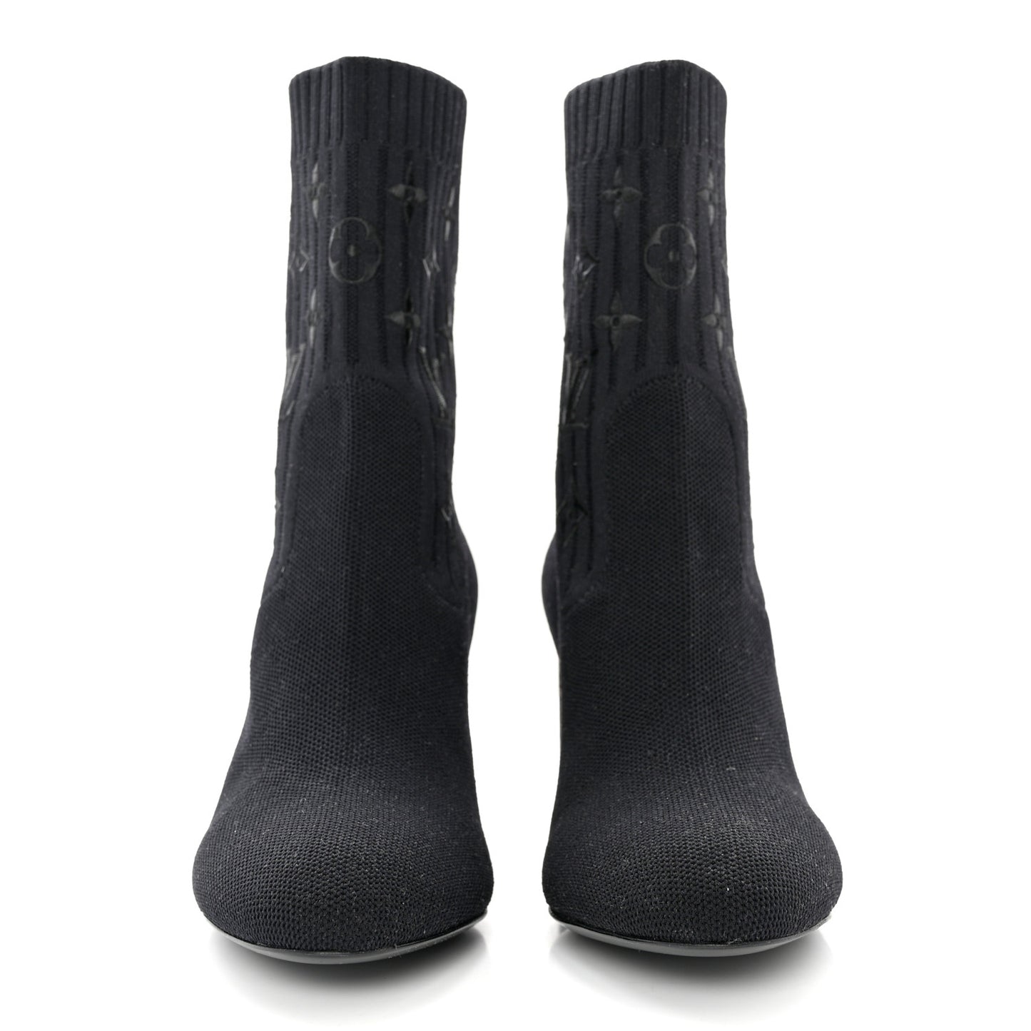 Monogram Stretch Fabric Silhouette Ankle Boots 35 Black