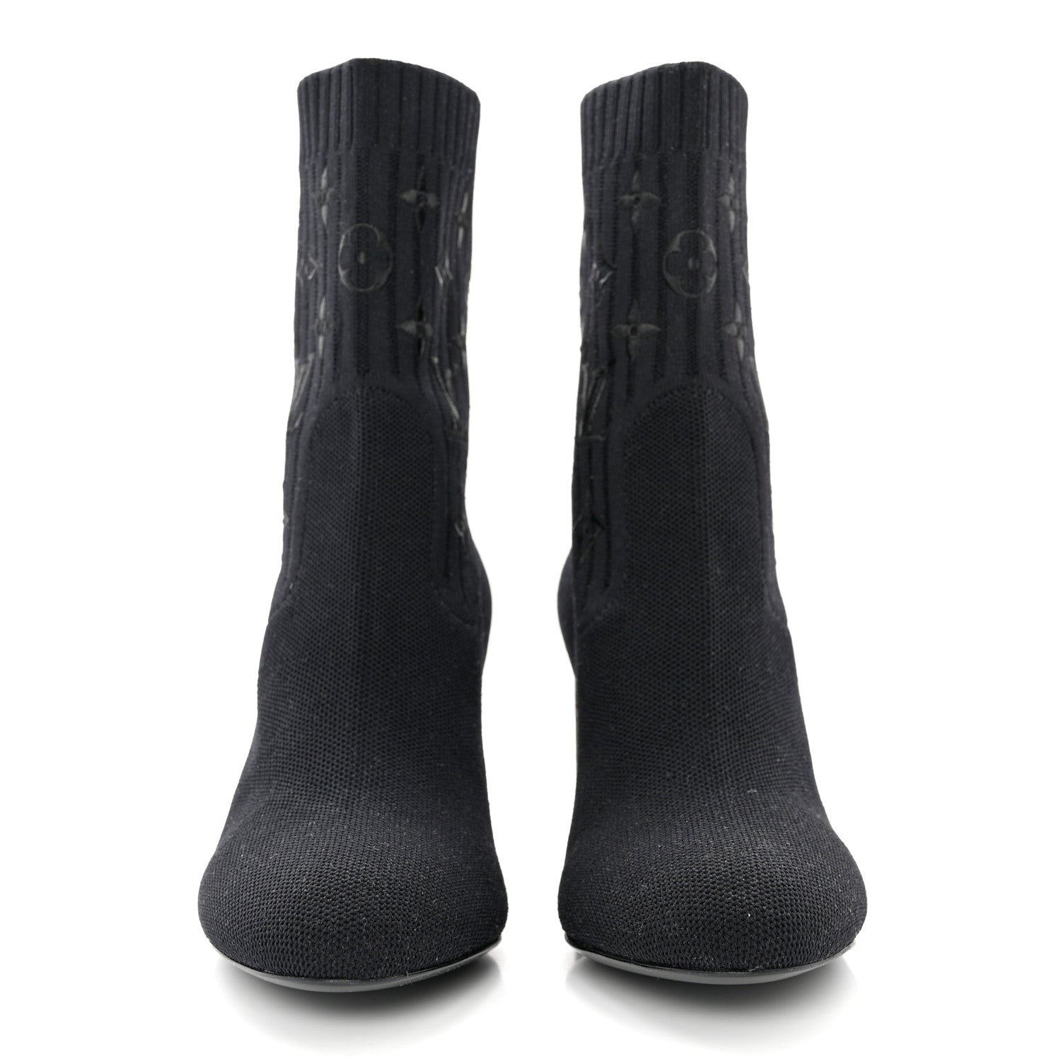 Louis Vuitton Monogram Stretch Fabric Silhouette Ankle Boots 35 Black 2 of 8