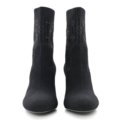 Louis Vuitton Monogram Stretch Fabric Silhouette Ankle Boots 35 Black 2 of 8