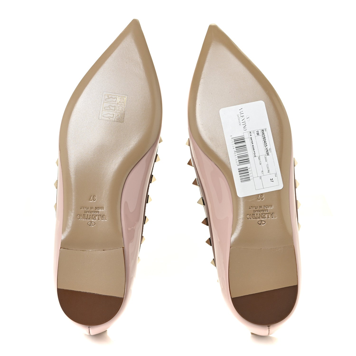 Valentino Garavani Patent Rockstud Ballerina Flats 37 Water Rose Poudre 5 of 8