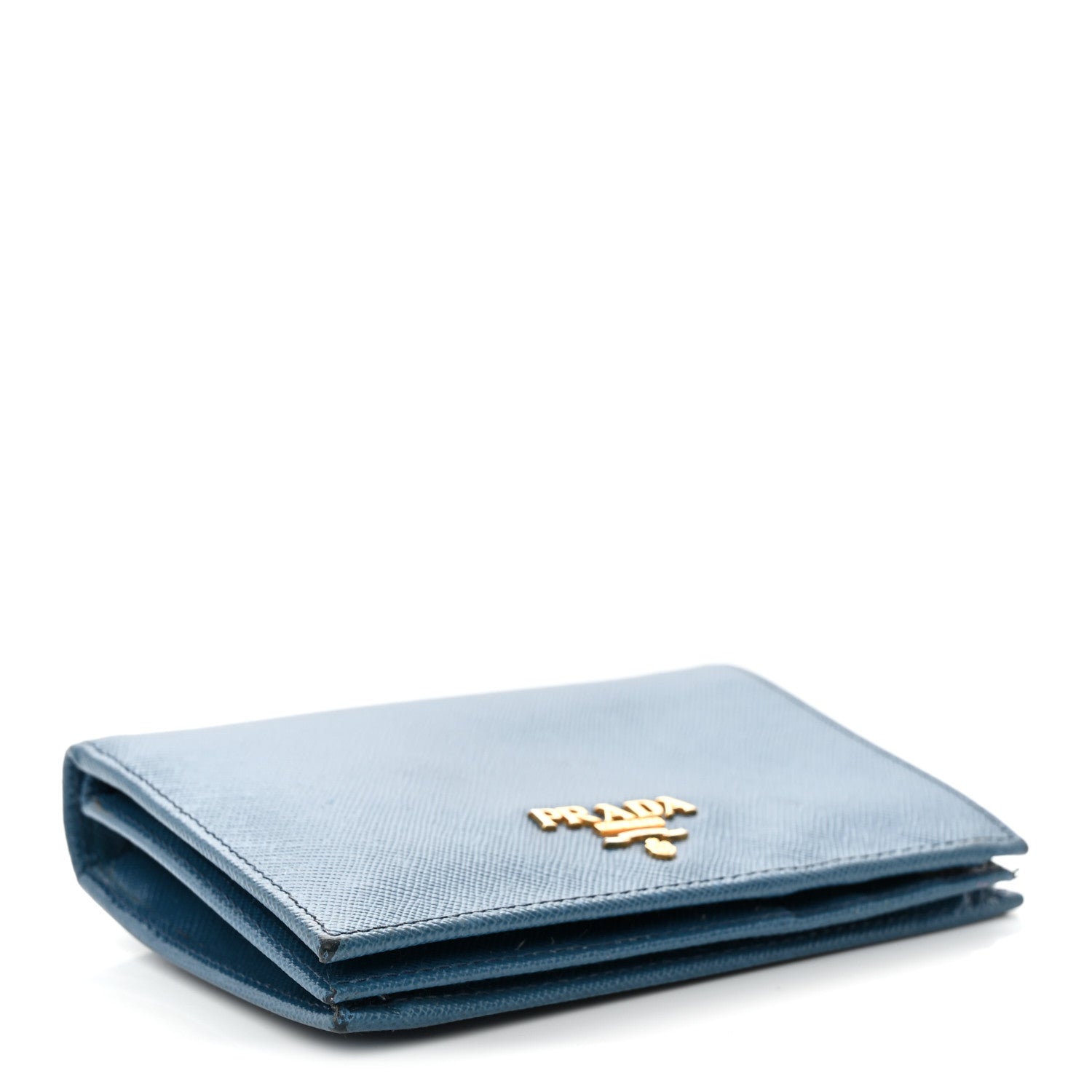 Prada Saffiano Metal Compact Snap Bi-Fold Wallet Cobalto 4 of 11