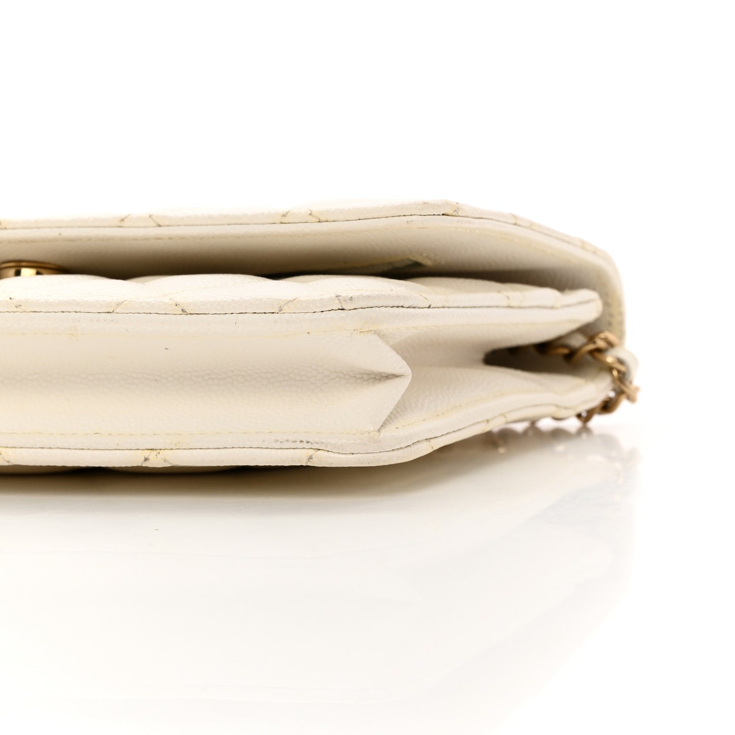Caviar Quilted Wallet On Chain WOC White
