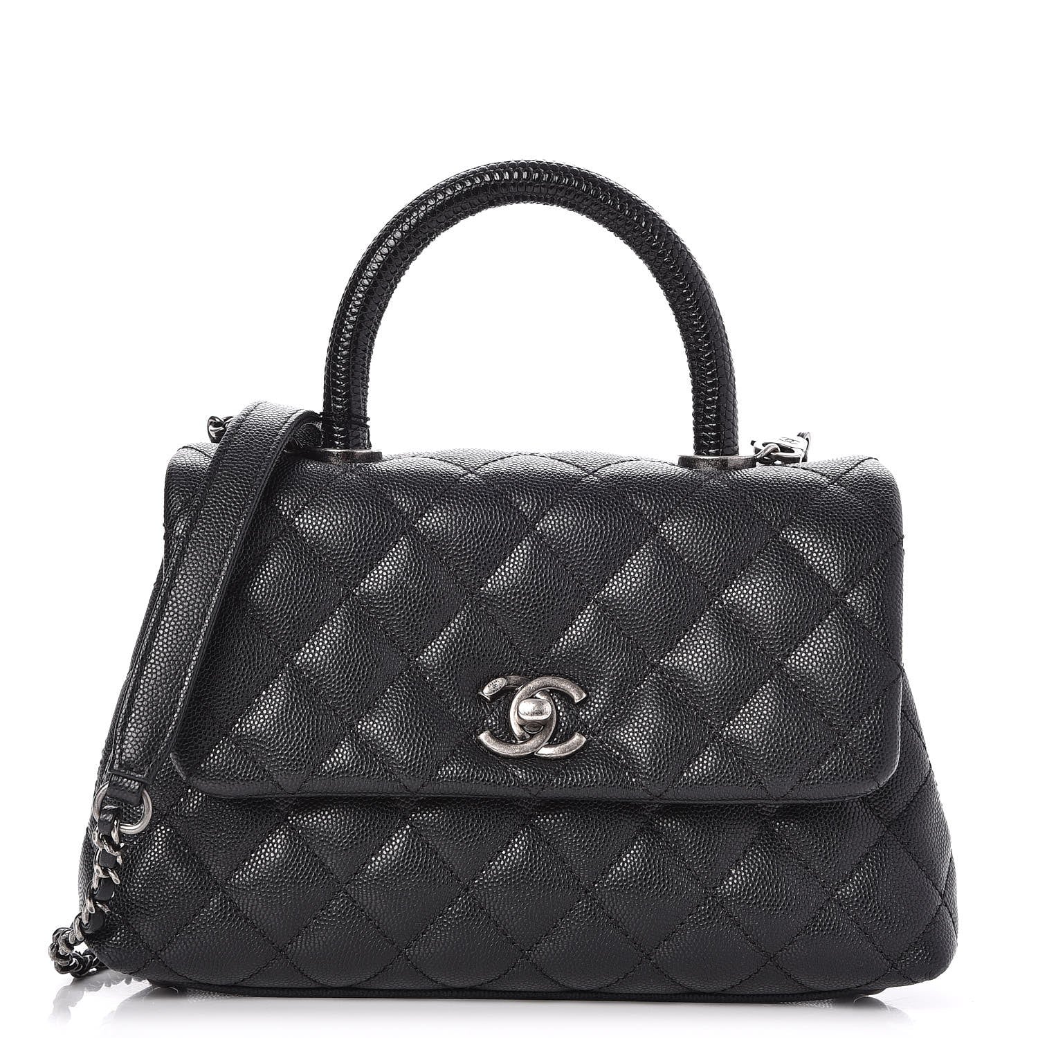 Chanel Caviar Lizard Quilted Mini Coco Handle Flap Black 1 of 9
