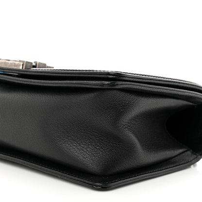 Chanel Goatskin Quilted Patent Medium Duo Boy Flap Black 10 of 12