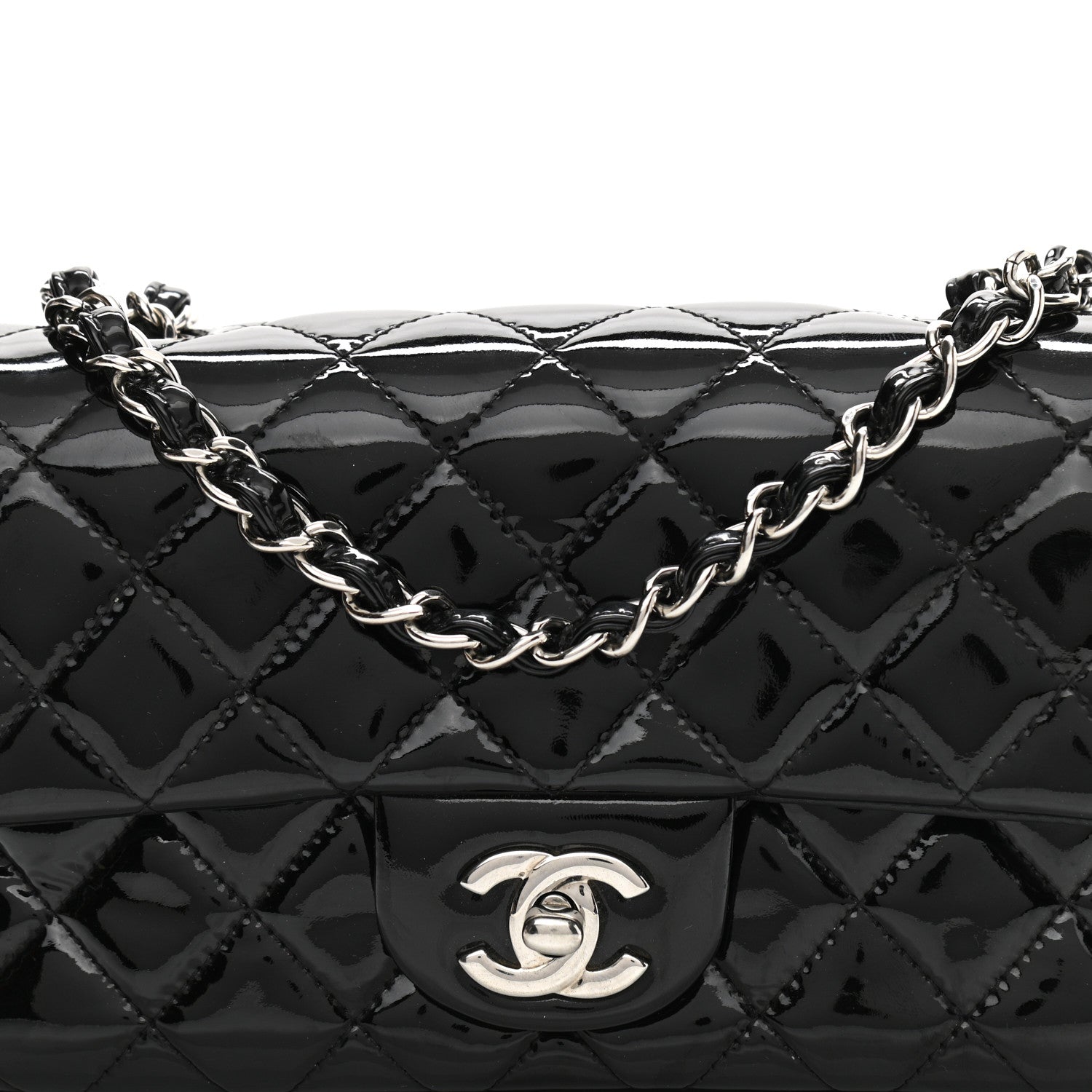 Chanel Patent Calfskin Quilted Mini Rectangular Flap Black 7 of 9