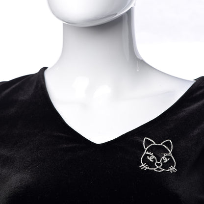Chanel Strass Crystal Emoji Choupette Cat Brooch Silver 2 of 4