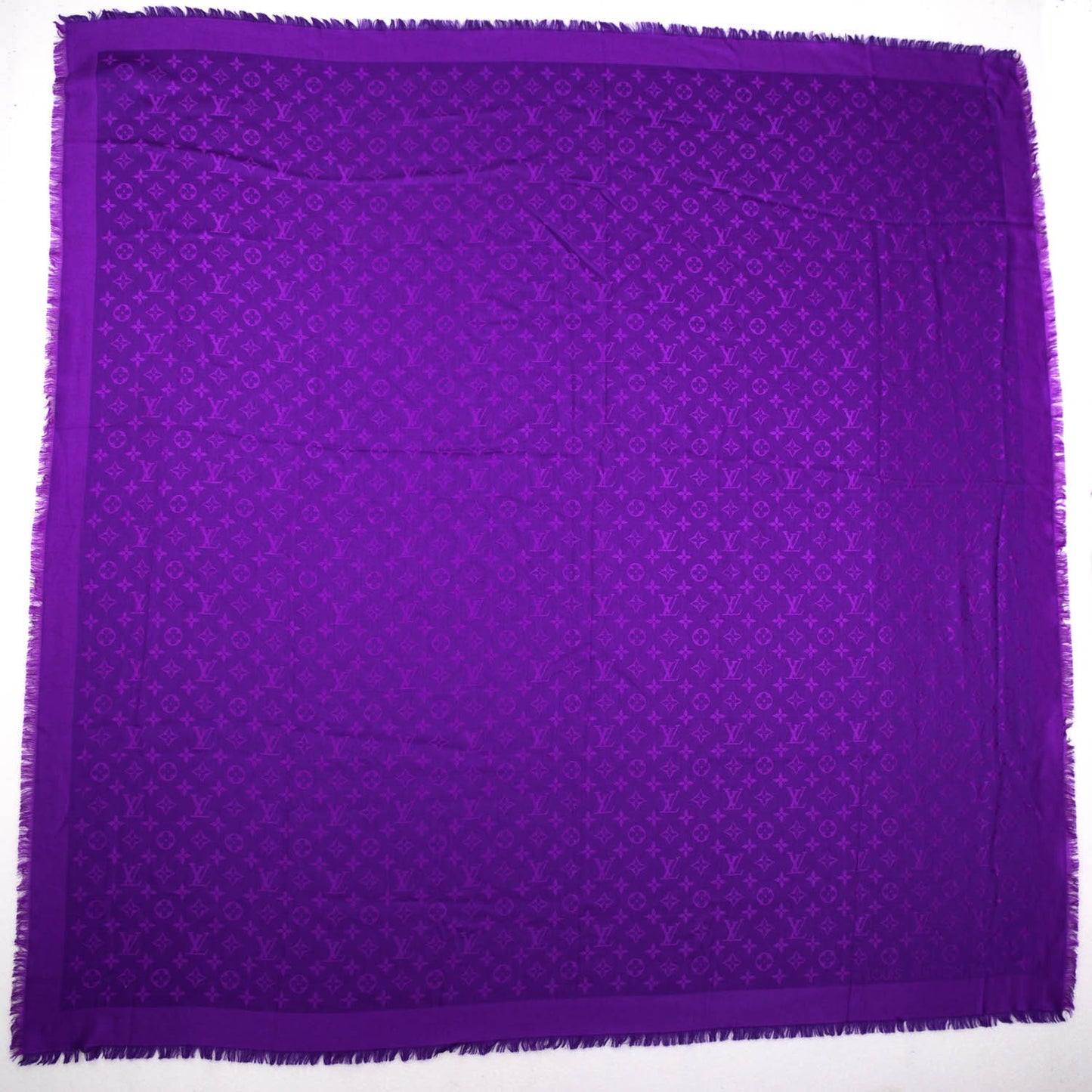 Silk Wool Monogram Voile Shawl Cassis