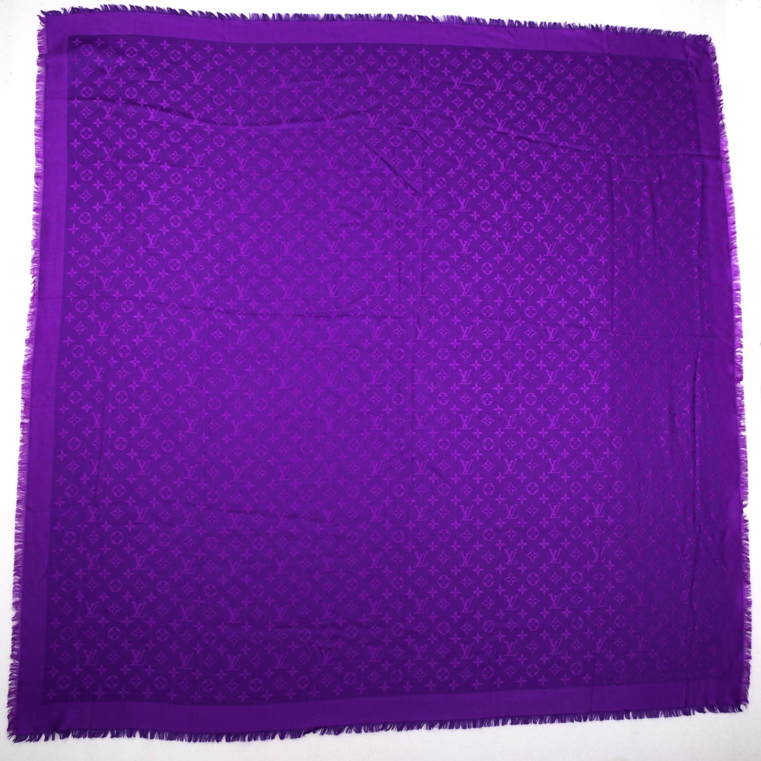 Louis Vuitton Silk Wool Monogram Voile Shawl Cassis 3 of 5