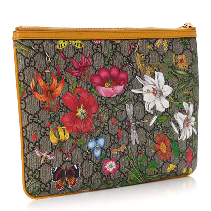 Gucci GG Supreme Monogram Flora Large Ophidia Pouch Clutch Beige Multicolor Crop 3 of 9