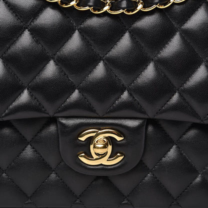 Chanel Lambskin Quilted Medium Double Flap Black 8 of 16
