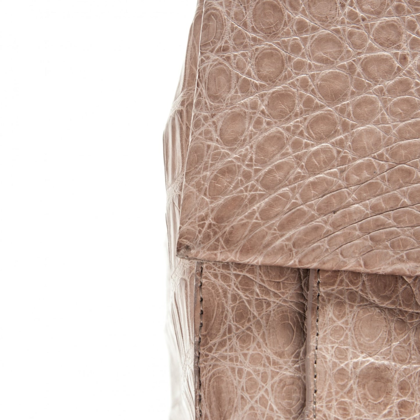 Crocodile Chain Flap Bag Nude Matte