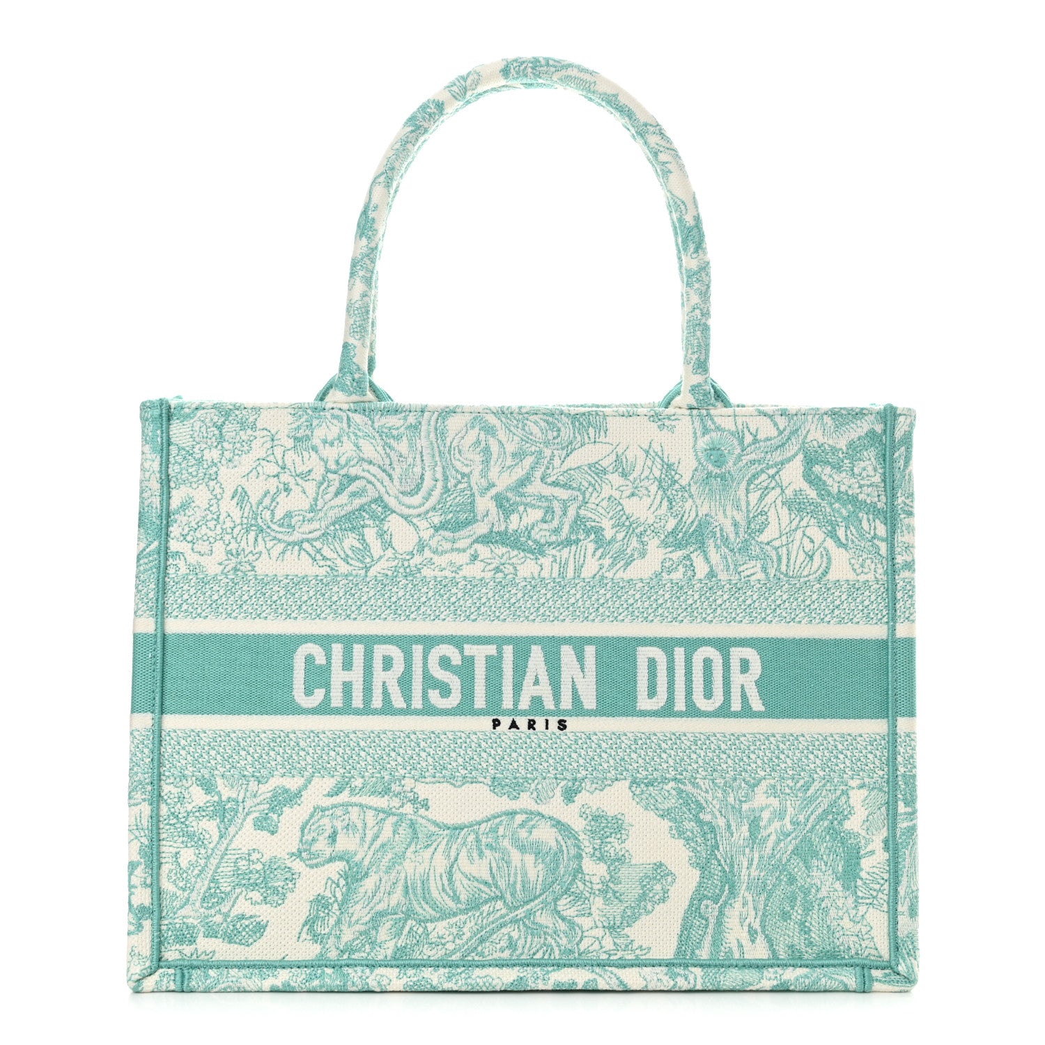 Christian Dior Canvas Embroidered Medium Dioriviera Toile De Jouy Book Tote Aquamarina 1 of 11