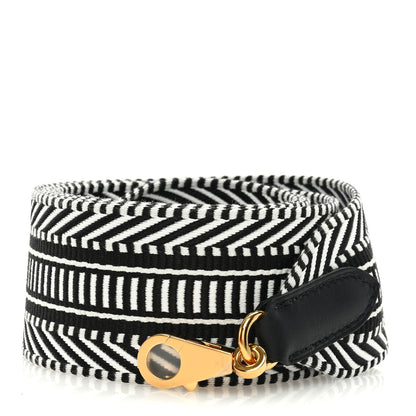 Hermes Toile Swift 50mm Sangle Cavale Shoulder Strap Black Ecru 1 of 3