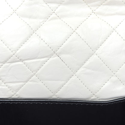 Chanel Aged Calfskin Quilted Medium Gabrielle Hobo Black White 8 of 12