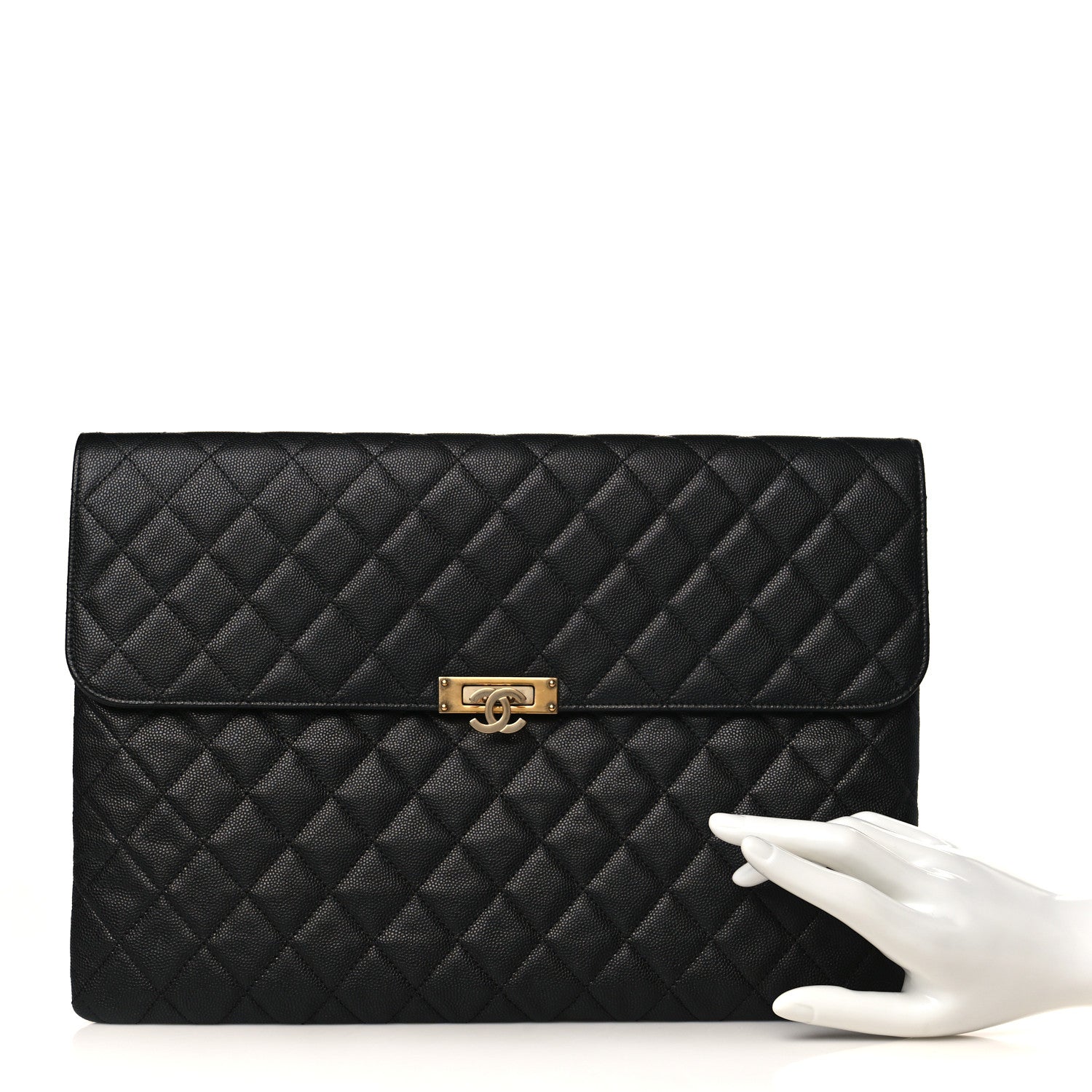 Chanel Caviar Quilted Large Golden Class Pouch Black 2 of 8