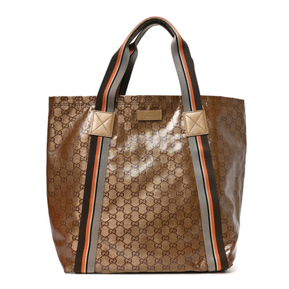 Gucci Crystal Monogram Medium Web Handle Vertical Tote Bronze 1 of 10