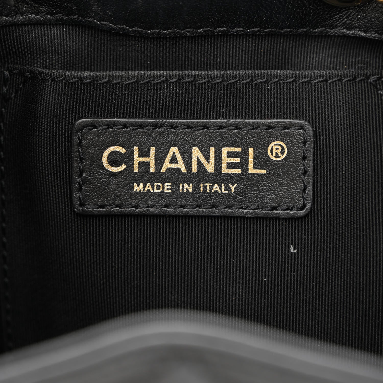 Chanel Lambskin Quilted CC Dweller Drawstring Bucket Bag Black 6 of 11