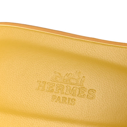 Hermes Box Calfskin Oran Sandals 37.5 Jaune Citron 9 of 11