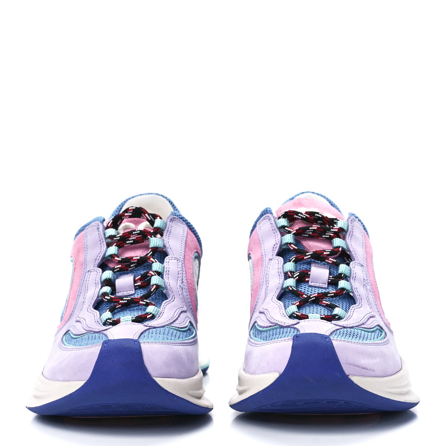 Technical Knit Fabric Suede Womens Gucci Run Sneakers 37.5 Lilac