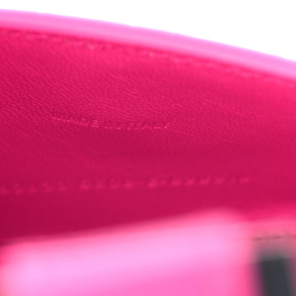 Balenciaga Shiny Calfskin Crocodile Embossed Hourglass Top Handle Bag XS Neon Pink 7 of 10