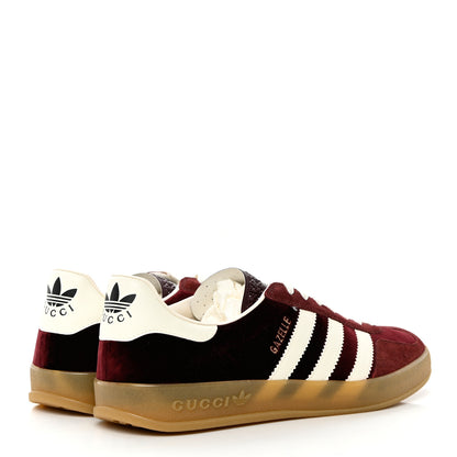 Gucci X ADIDAS Softy Velvet Suede Madeira Demetra Mens Gazelle Sneakers 8.5 Bordeaux Velvet Cherry Off White 4 of 11
