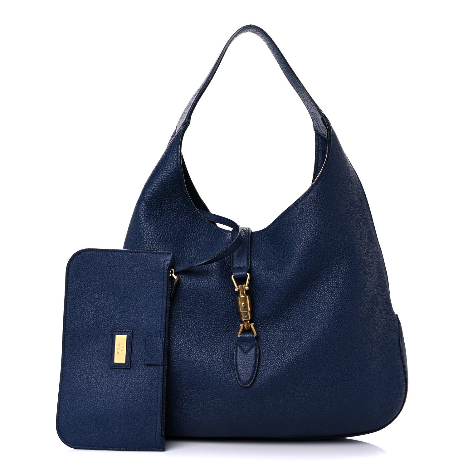 Gucci Soft Grained Calfskin Large Jackie Hobo Classic Blue Marine 1 of 25