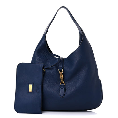 Gucci Soft Grained Calfskin Large Jackie Hobo Classic Blue Marine 1 of 25