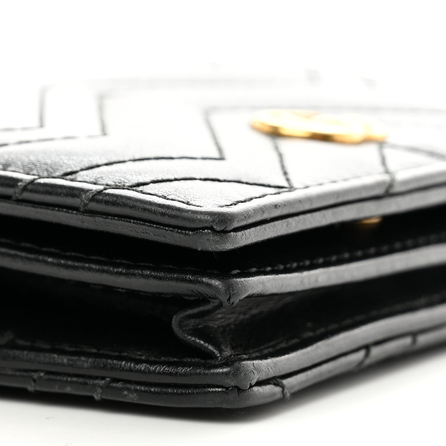 Calfskin Matelasse GG Marmont Card Case Wallet Black