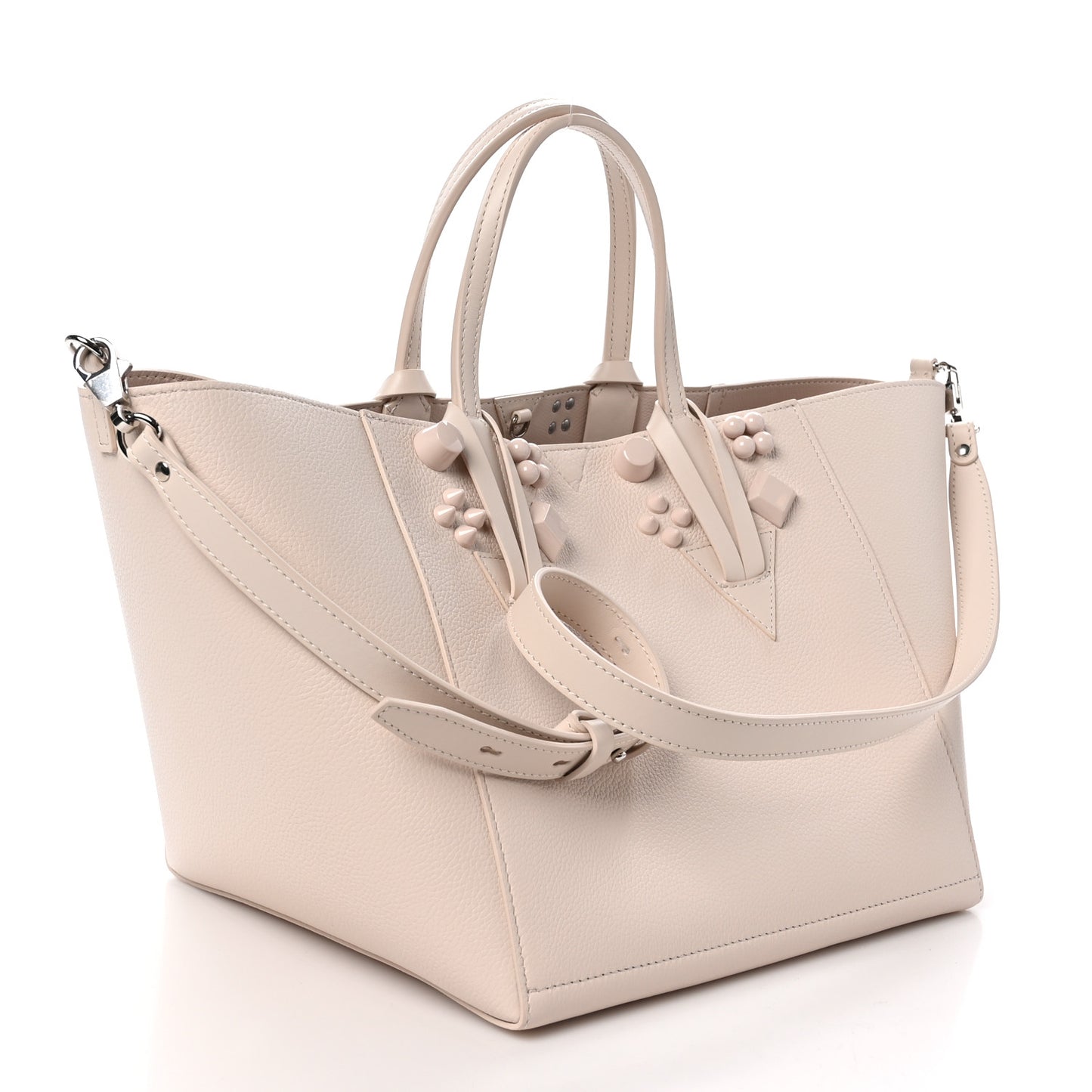 Calfskin Empire Spike Studded Small Cabachic Tote Leche