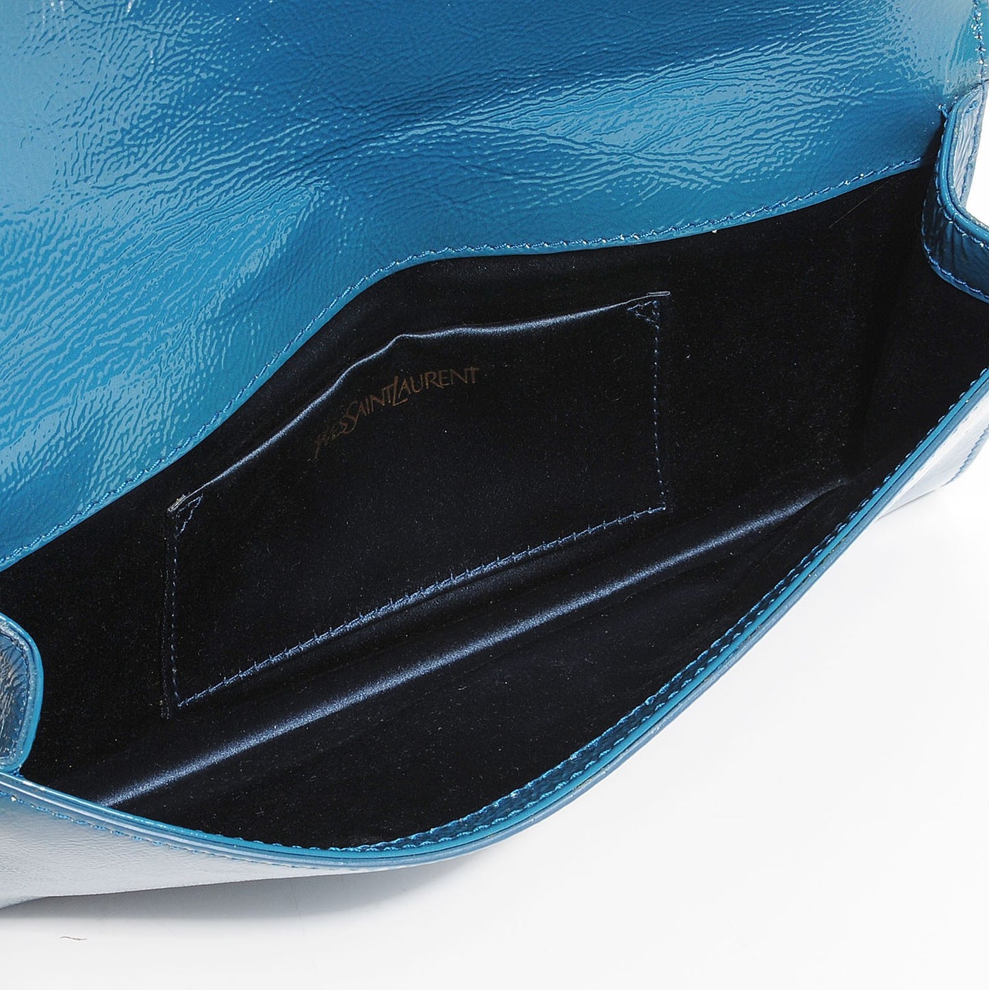 Textured Patent Small Belle de Jour Clutch Blue