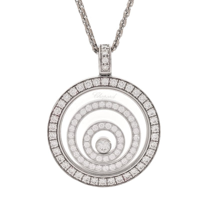 Chopard 18K White Gold Diamond Happy Spirit Three-Ring Pendant Necklace 4 of 8