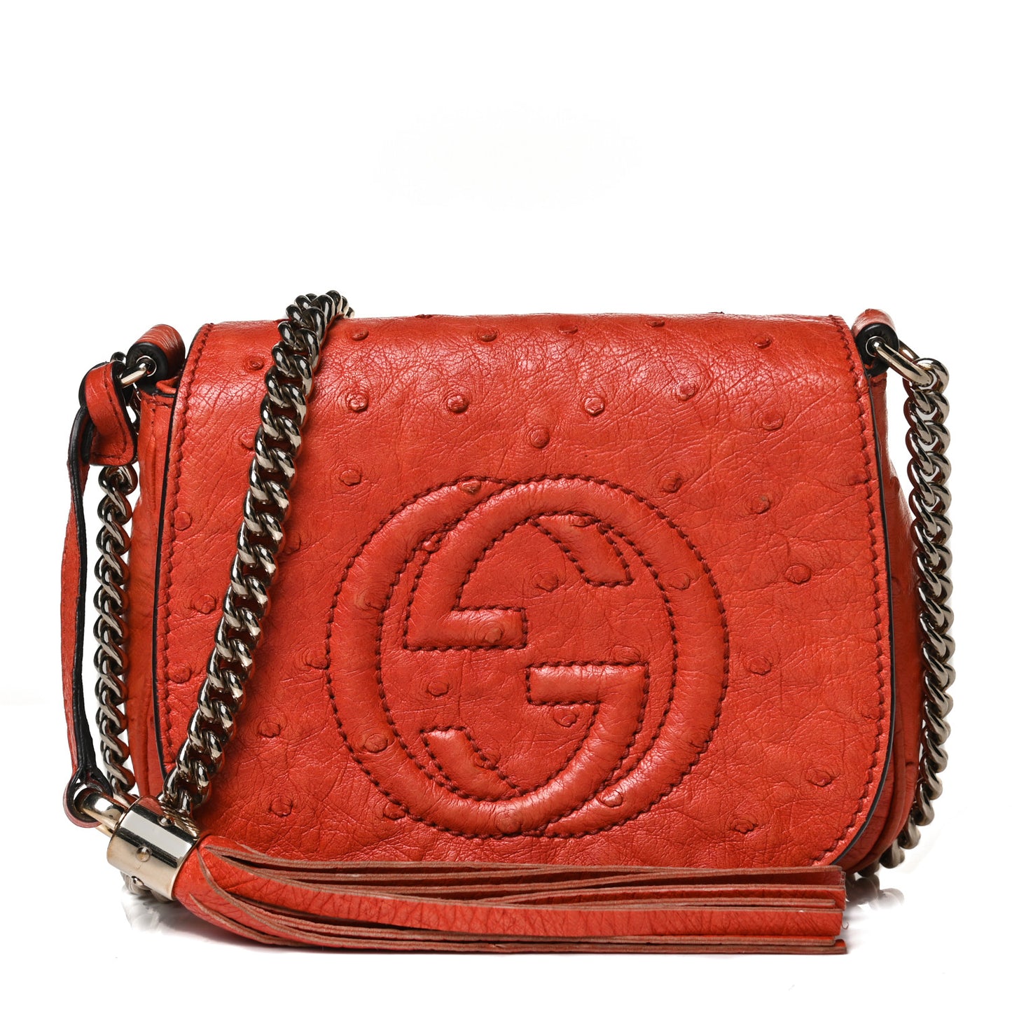 Ostrich Small Soho Chain Flap Crossbody Golden