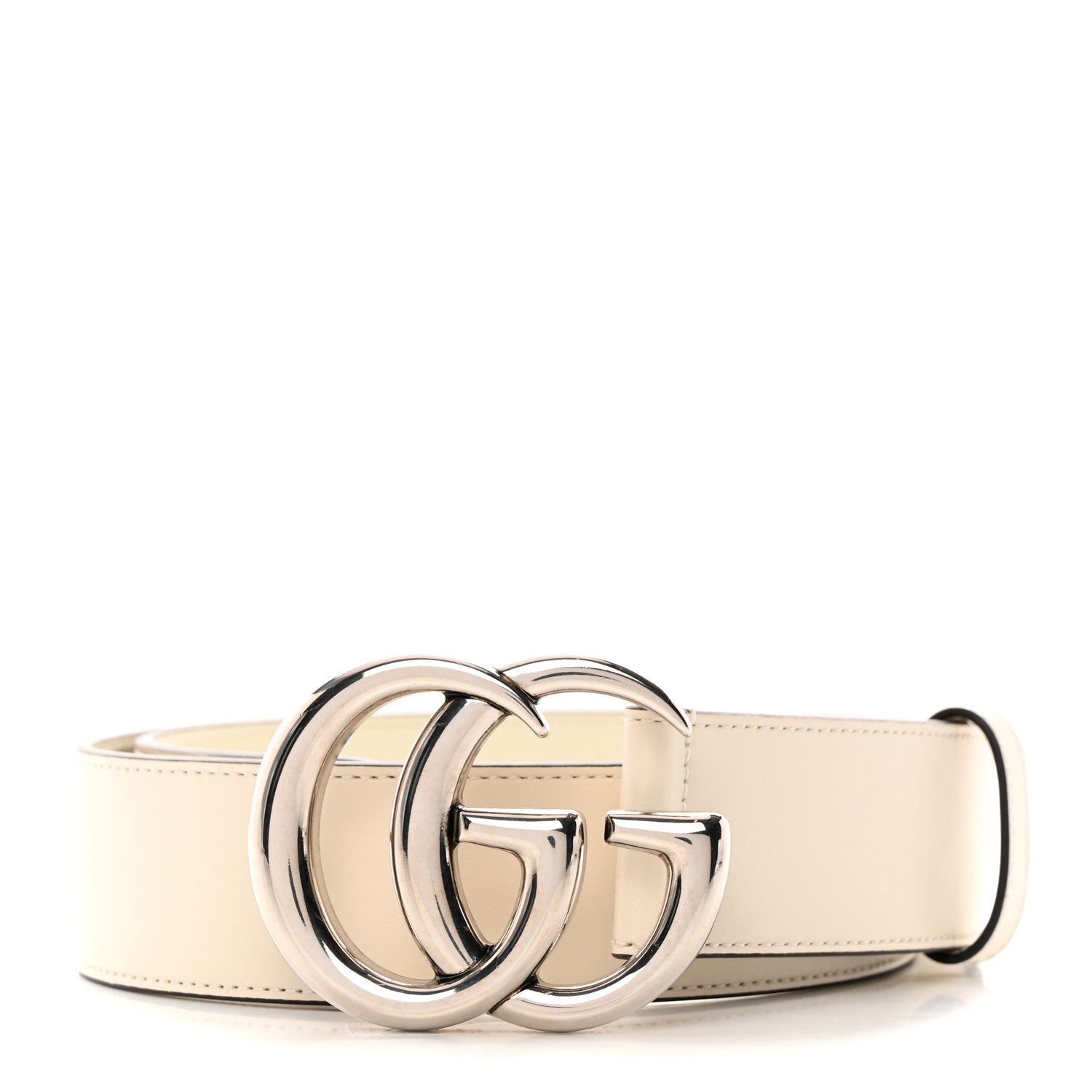 Gucci Plutone Calfskin Palladium Double G 40mm Belt 80 32 Mystic White 1 of 5