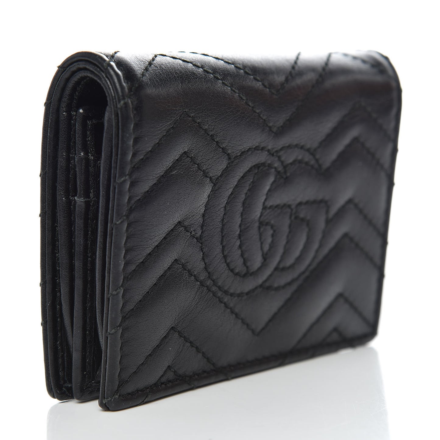 Calfskin Matelasse GG Marmont Card Case Wallet Black