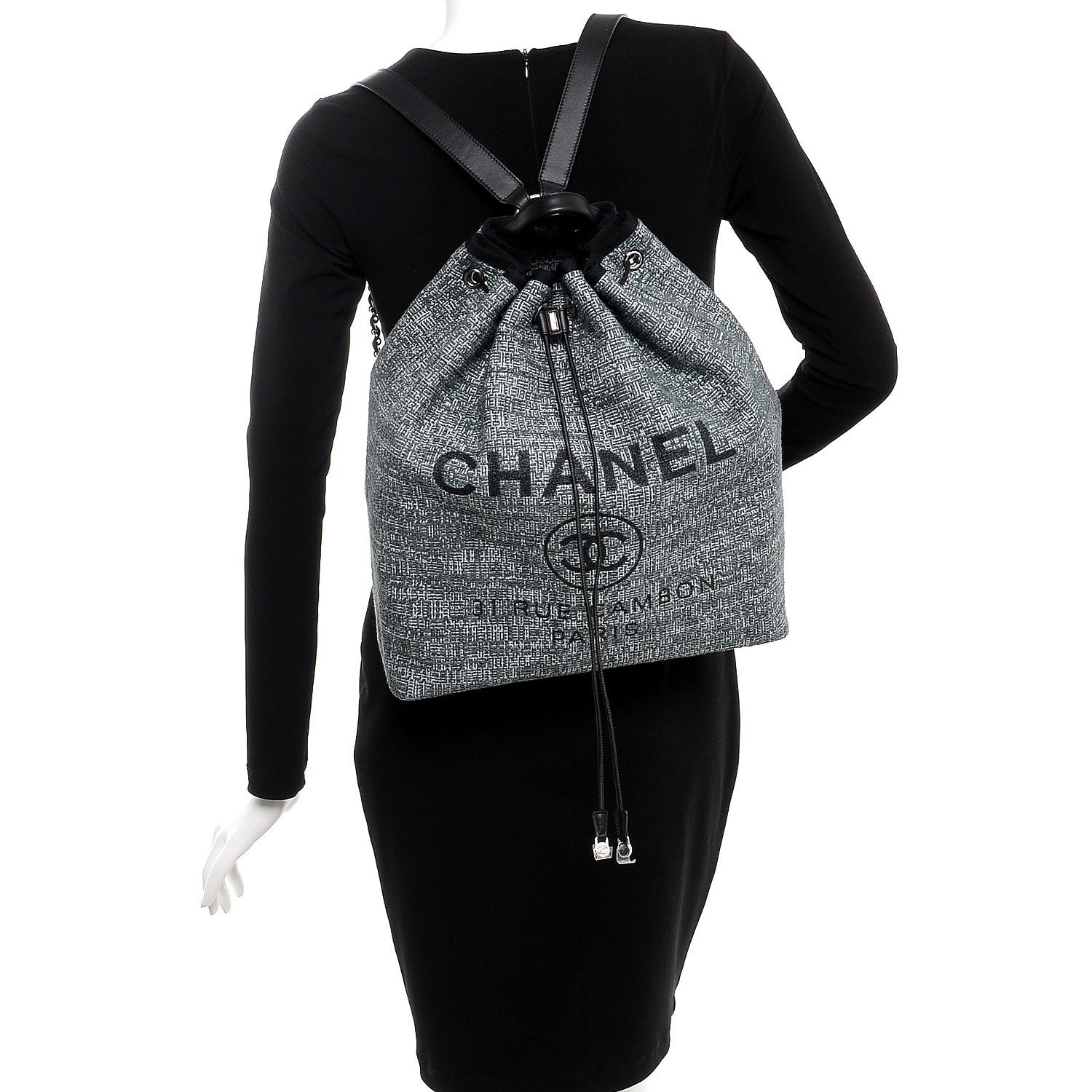 Chanel Canvas Large Deauville Backpack Charcoal 2 of 7