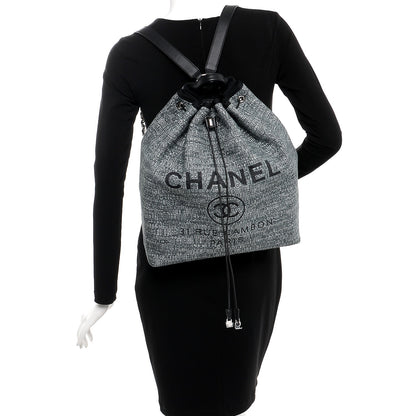 Chanel Canvas Large Deauville Backpack Charcoal 2 of 7
