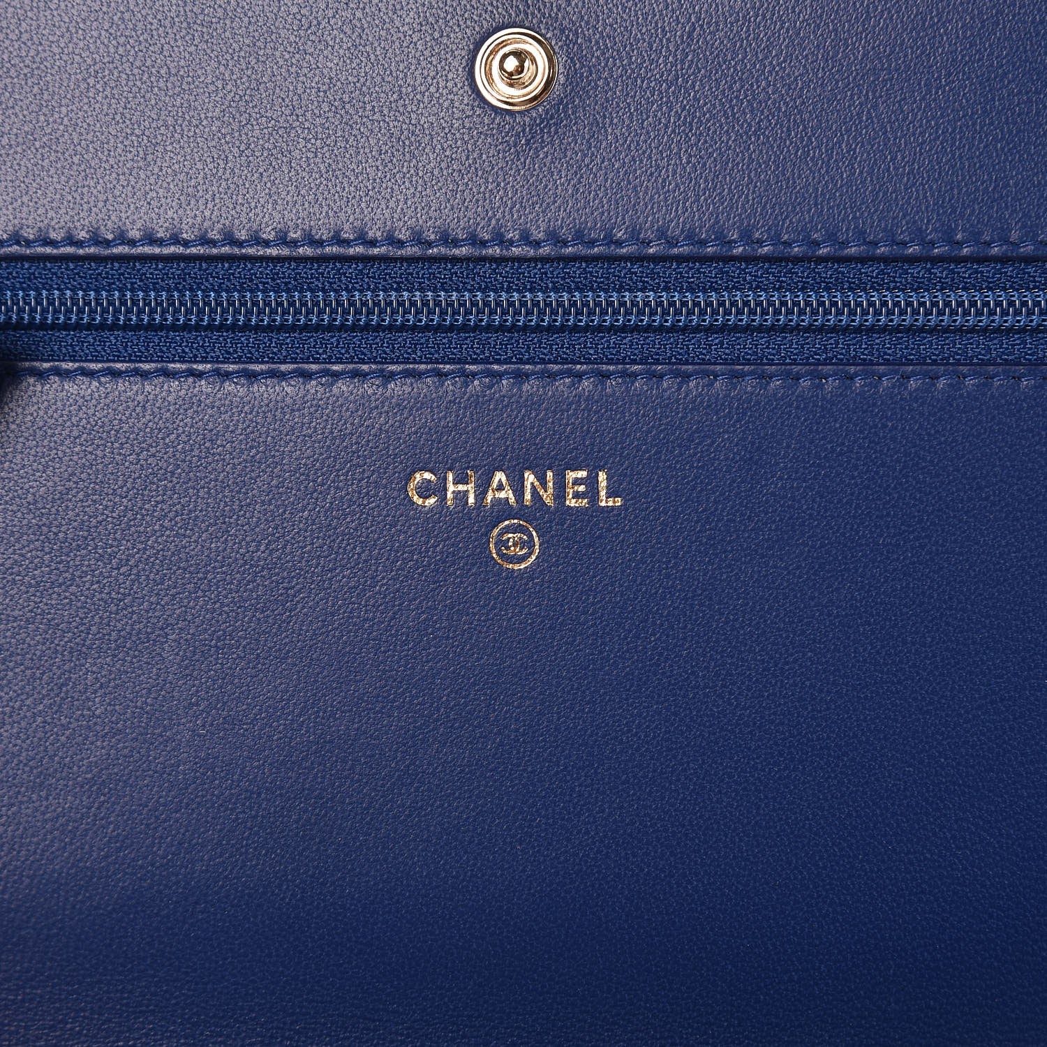 Chanel Lambskin Studded Wallet On Chain WOC Blue 6 of 11