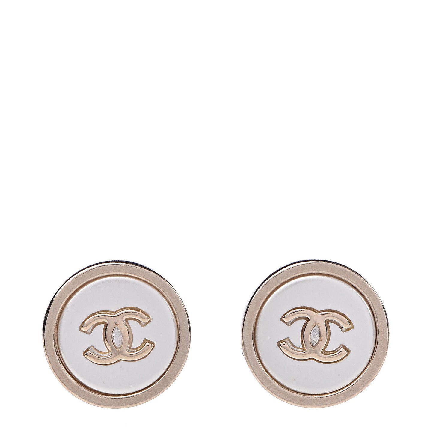 Pearl Coco Round Earrings Gold Pearly White