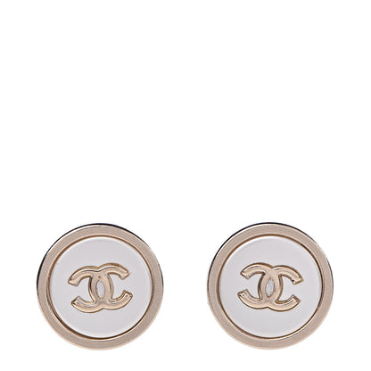 Chanel Pearl Coco Round Earrings Gold Pearly White 1 of 5