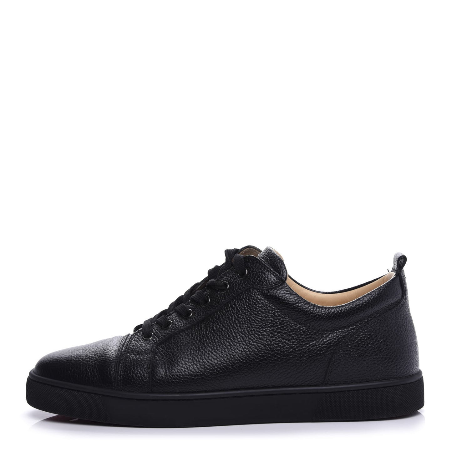 Grained Calfskin Mens Louis Junior Flat Sneakers 46 Black